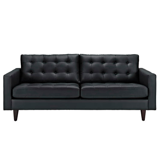 Modway Outlet Empress Bonded Leather Sofa by Modway  Living Room Furniture Black - EEI-1010-BLK