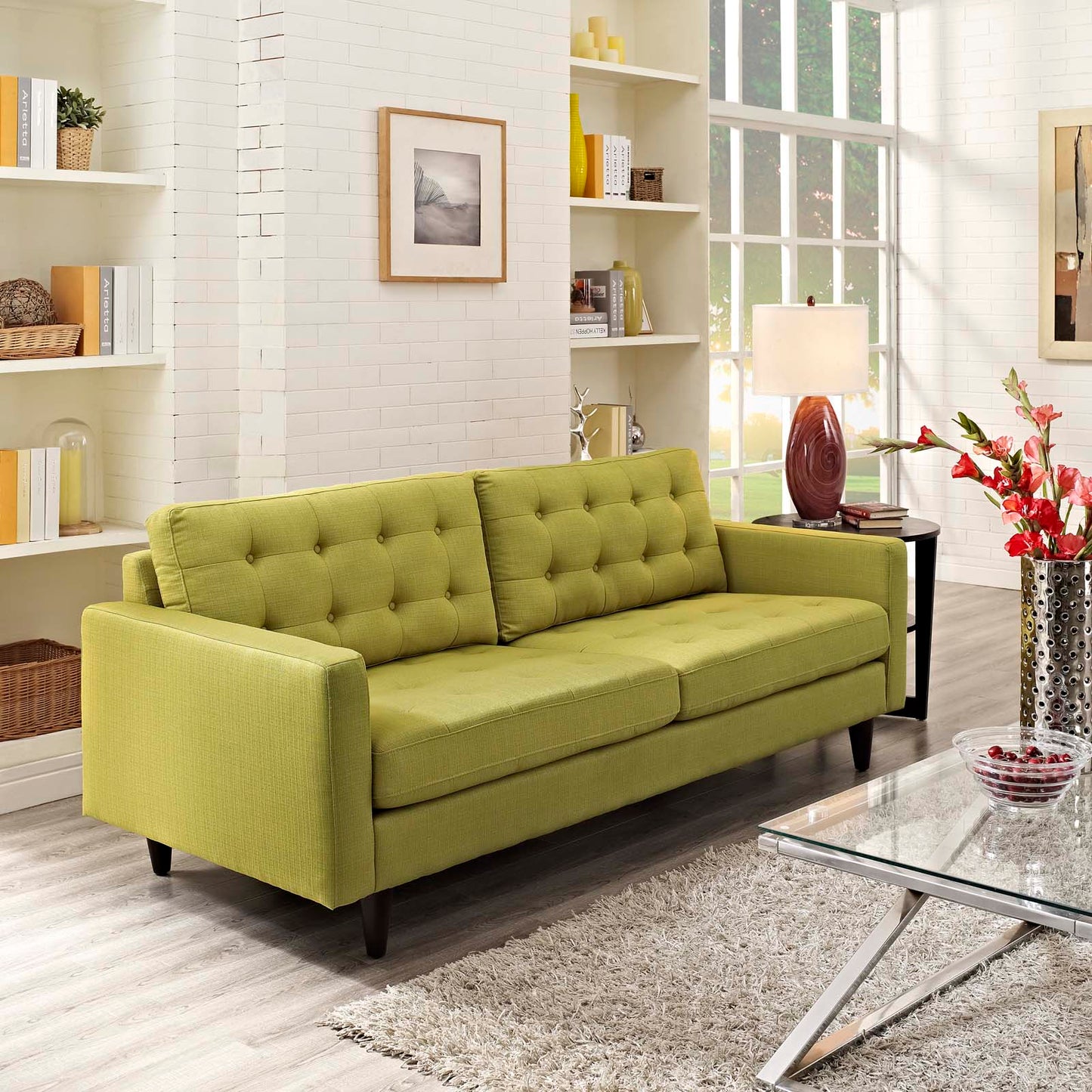 Modway Outlet Empress Upholstered Fabric Sofa by Modway  Living Room Furniture Wheatgrass - EEI-1011-WHE