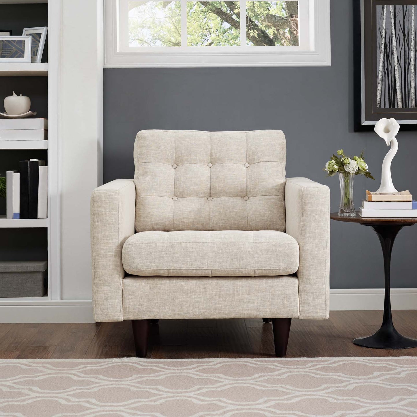 Modway Outlet Empress Upholstered Fabric Armchair by Modway  Living Room Furniture Beige - EEI-1013-BEI