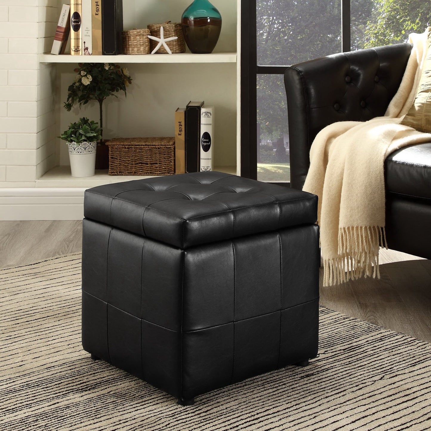 Modway - Volt Storage Upholstered Vinyl Ottoman by Modway  Living Room Sofas and Armchairs Black - EEI-1044-BLK