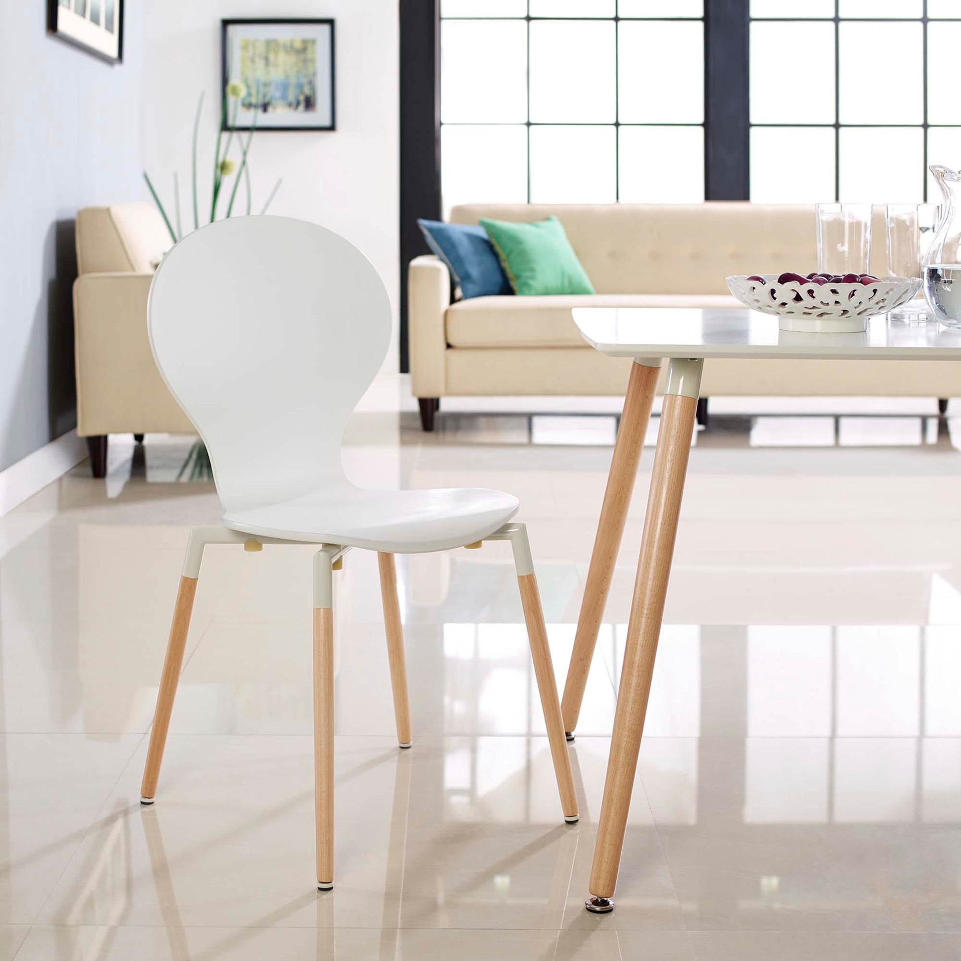 Path dining wood side chair, white.