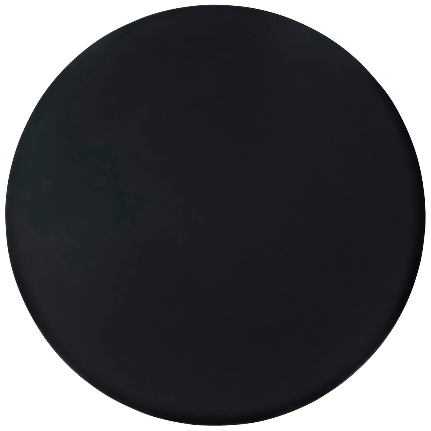 Round black matte dining table with a smooth top.