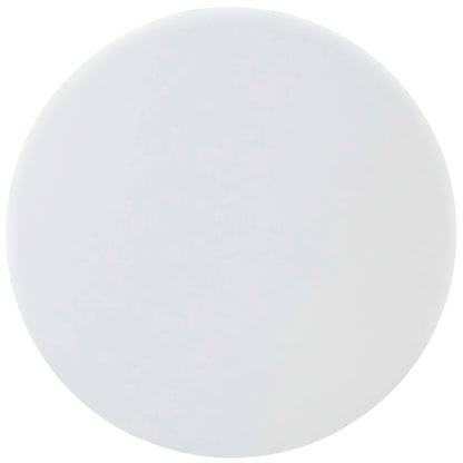 White round disk ceiling light fixture with smooth matte finish, minimalist modern design.