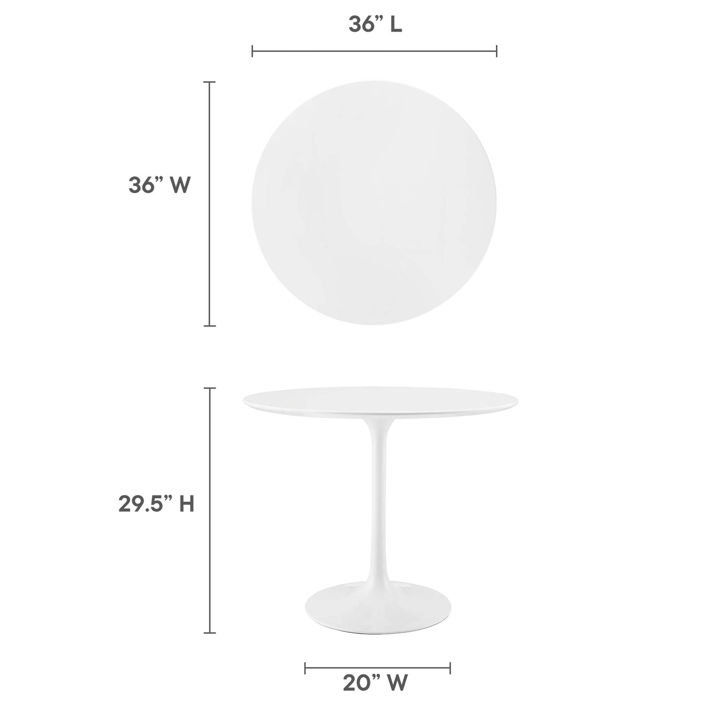Modway - Lippa 36" Round Wood Dining Table by Modway  Bar and Dining Bar and Dining Tables White - EEI-1116-WHI