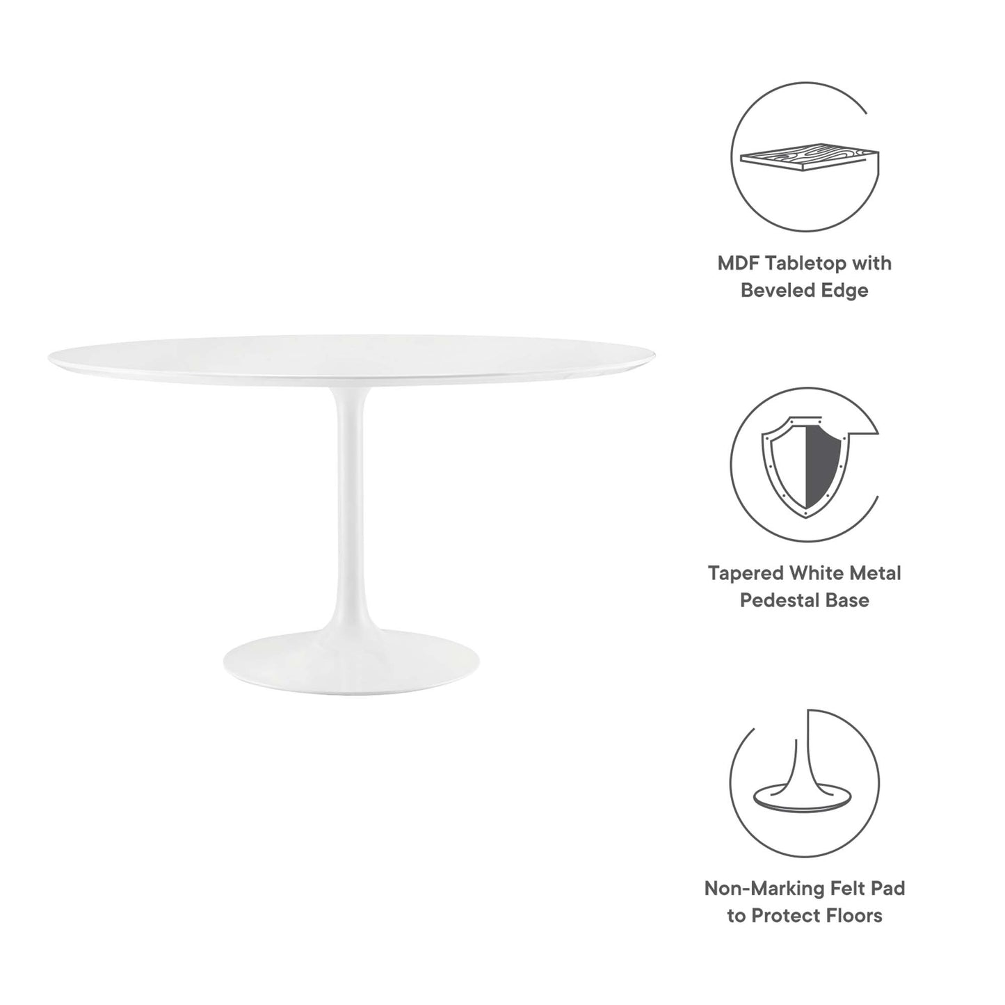 Modway - Lippa 54" Round Wood Dining Table by Modway  Bar and Dining Bar and Dining Tables White - EEI-1119-WHI