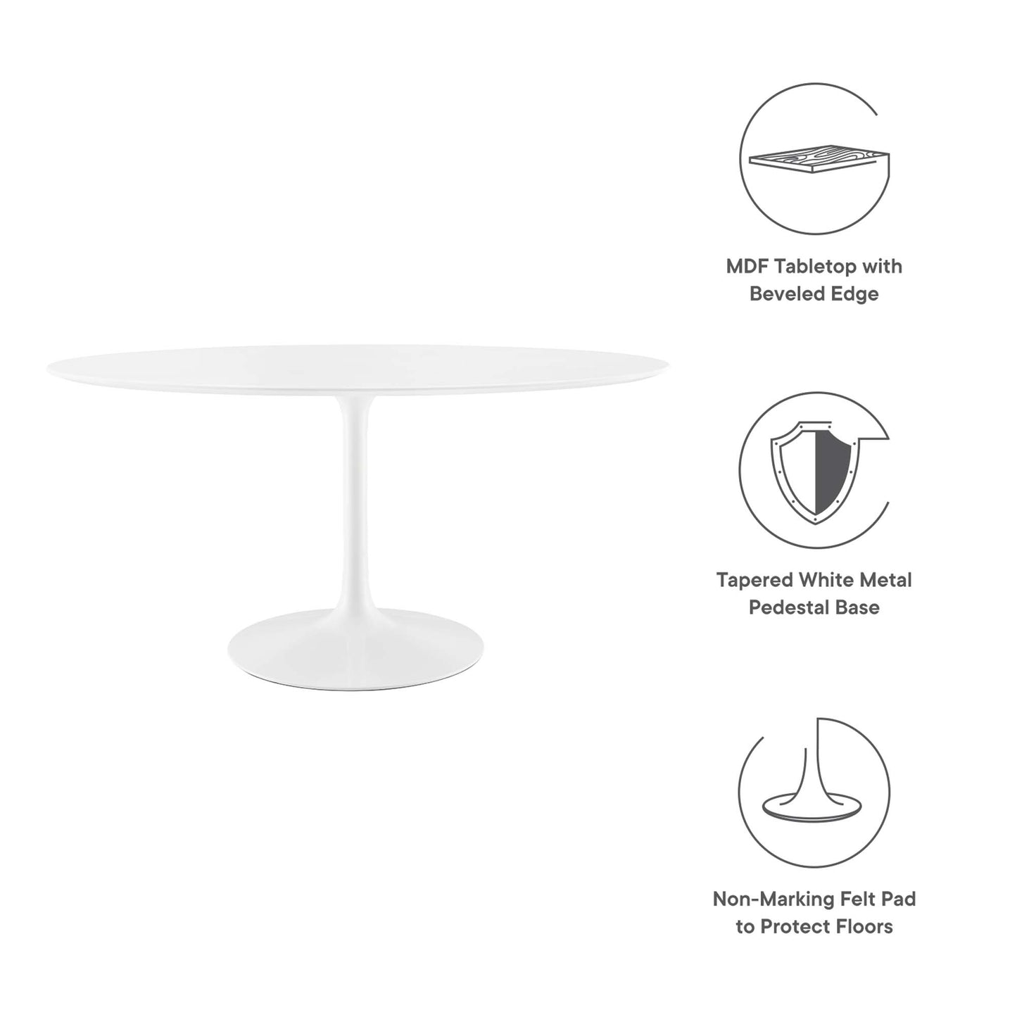 Modway - Lippa 60" Oval Wood Dining Table by Modway  Bar and Dining Bar and Dining Tables White - EEI-1121-WHI