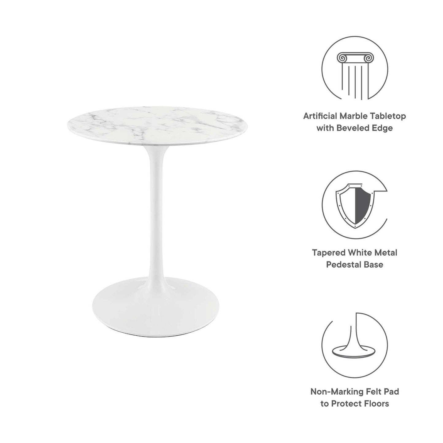 Modway - Lippa 28" Round Faux Marble Dining Table by Modway  Bar and Dining Bar and Dining Tables White - EEI-1128-WHI