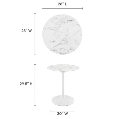 Modway - Lippa 28" Round Faux Marble Dining Table by Modway  Bar and Dining Bar and Dining Tables White - EEI-1128-WHI