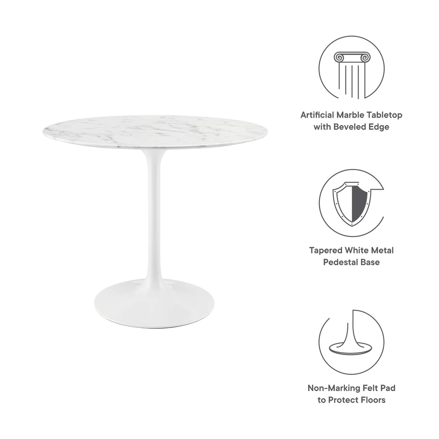 Modway - Lippa 36" Round Faux Marble Dining Table by Modway  Bar and Dining Bar and Dining Tables White - EEI-1129-WHI