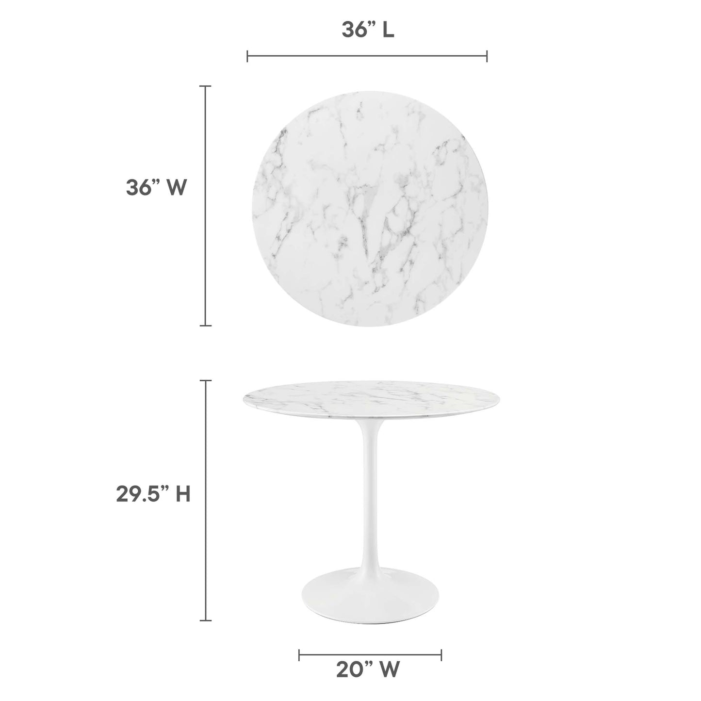Modway - Lippa 36" Round Faux Marble Dining Table by Modway  Bar and Dining Bar and Dining Tables White - EEI-1129-WHI