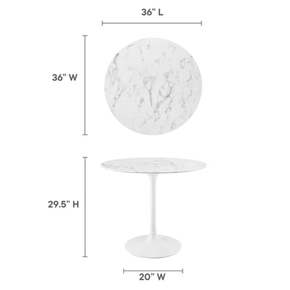 Modway - Lippa 36" Round Faux Marble Dining Table by Modway  Bar and Dining Bar and Dining Tables White - EEI-1129-WHI