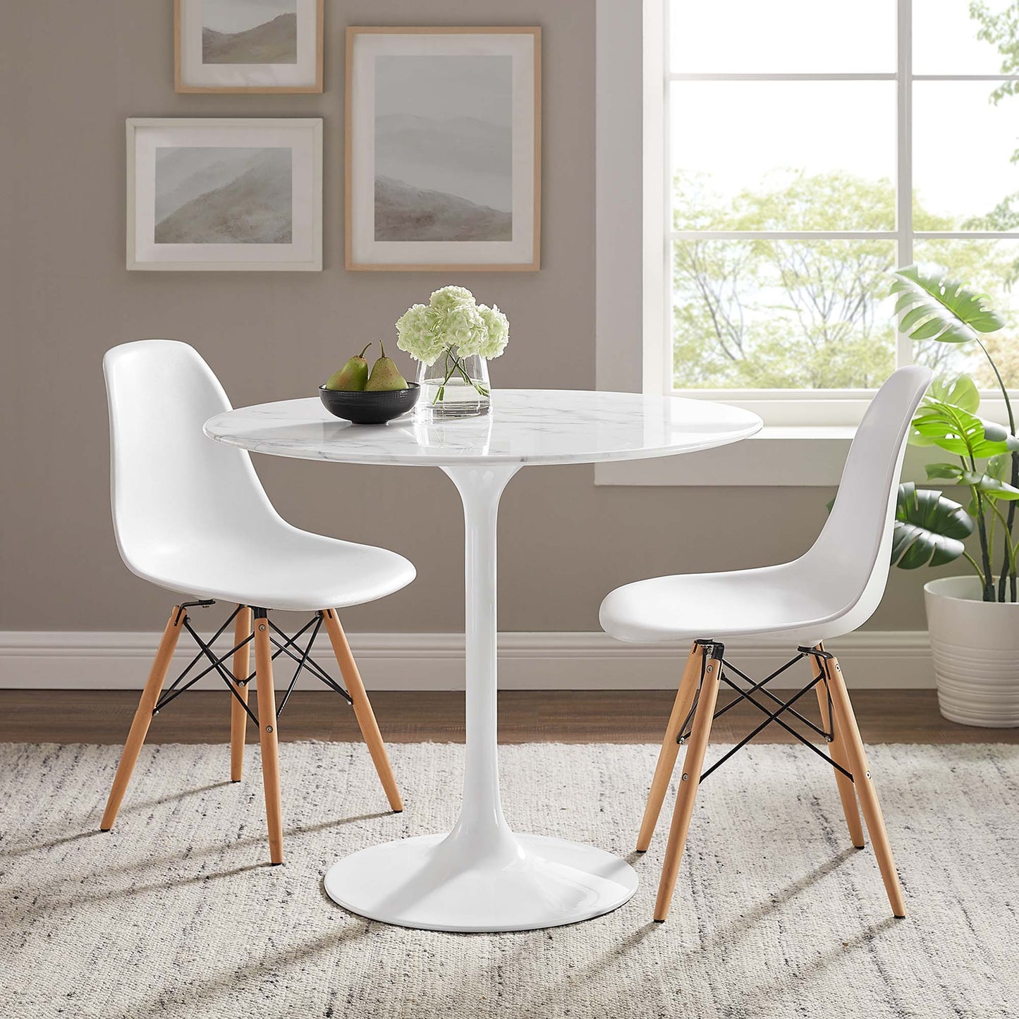 Modway - Lippa 36" Round Faux Marble Dining Table by Modway  Bar and Dining Bar and Dining Tables White - EEI-1129-WHI