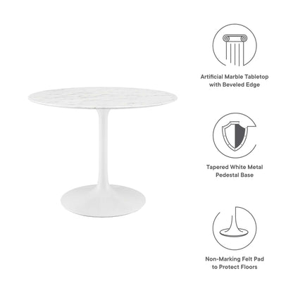 Modway - Lippa 40" Round Faux Marble Dining Table by Modway  Bar and Dining Bar and Dining Tables White - EEI-1130-WHI