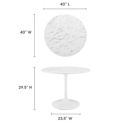 Modway - Lippa 40" Round Faux Marble Dining Table by Modway  Bar and Dining Bar and Dining Tables White - EEI-1130-WHI