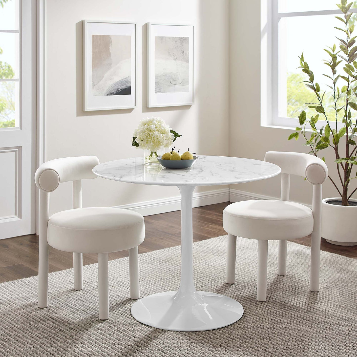 Modway - Lippa 40" Round Faux Marble Dining Table by Modway  Bar and Dining Bar and Dining Tables White - EEI-1130-WHI