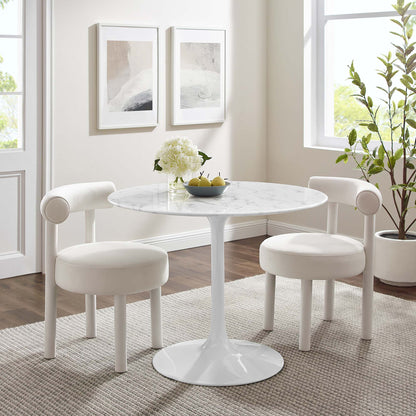 Modway - Lippa 40" Round Faux Marble Dining Table by Modway  Bar and Dining Bar and Dining Tables White - EEI-1130-WHI