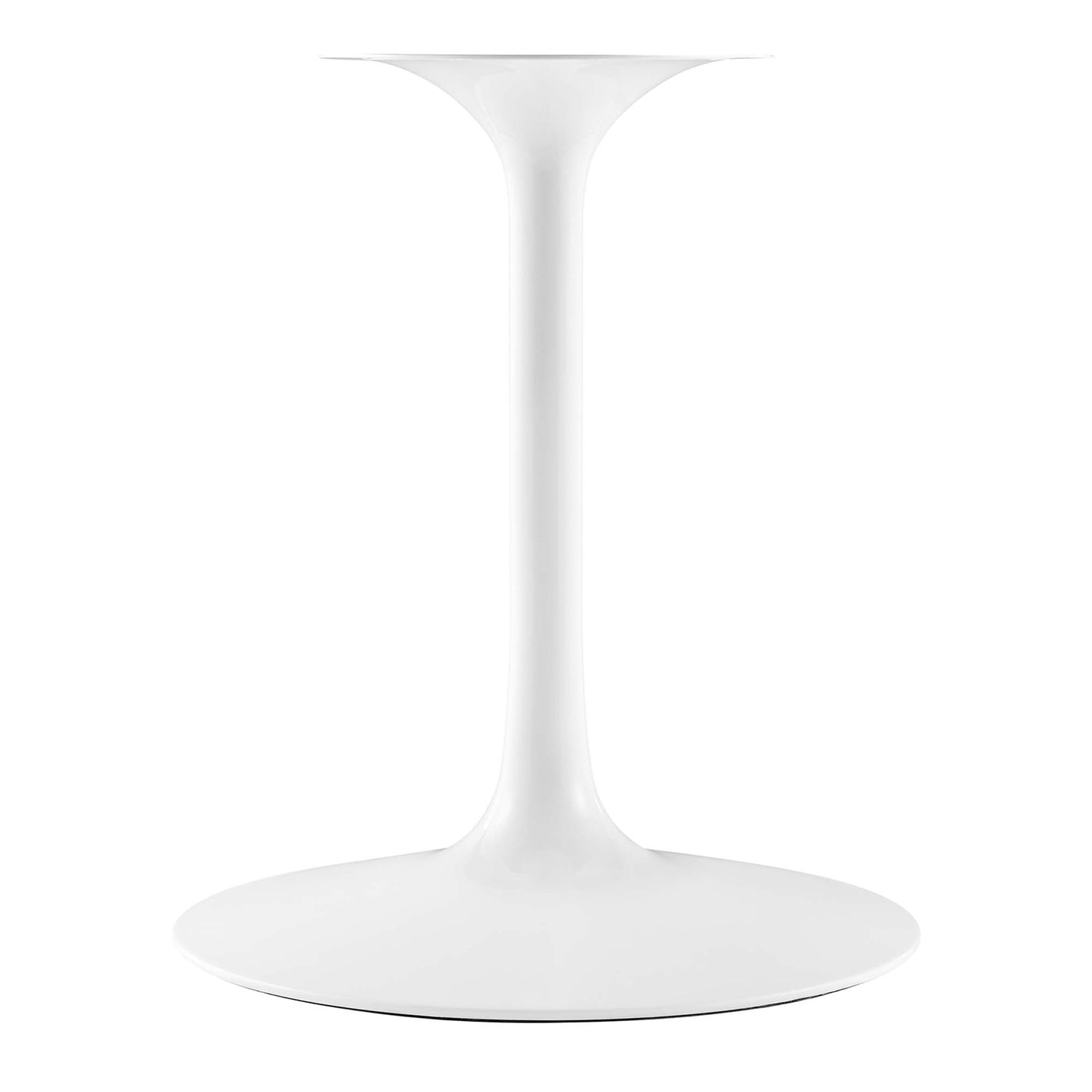 White modern wine glass stem with slender column and wide circular base.