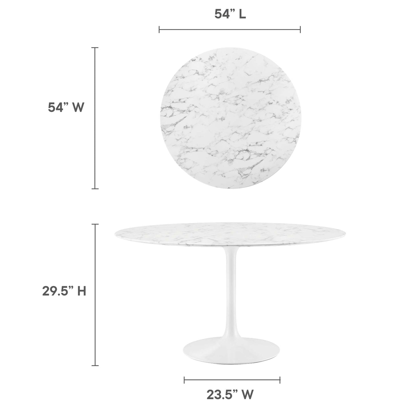Modway - Lippa 54" Round Faux Marble Dining Table by Modway  Bar and Dining Bar and Dining Tables White - EEI-1132-WHI