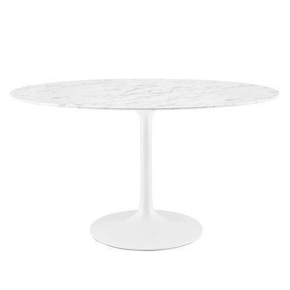 Modway - Lippa 54" Oval Faux Marble Dining Table by Modway  Bar and Dining Bar and Dining Tables White - EEI-1134-WHI