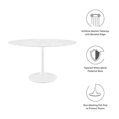 Modway - Lippa 54" Oval Faux Marble Dining Table by Modway  Bar and Dining Bar and Dining Tables White - EEI-1134-WHI
