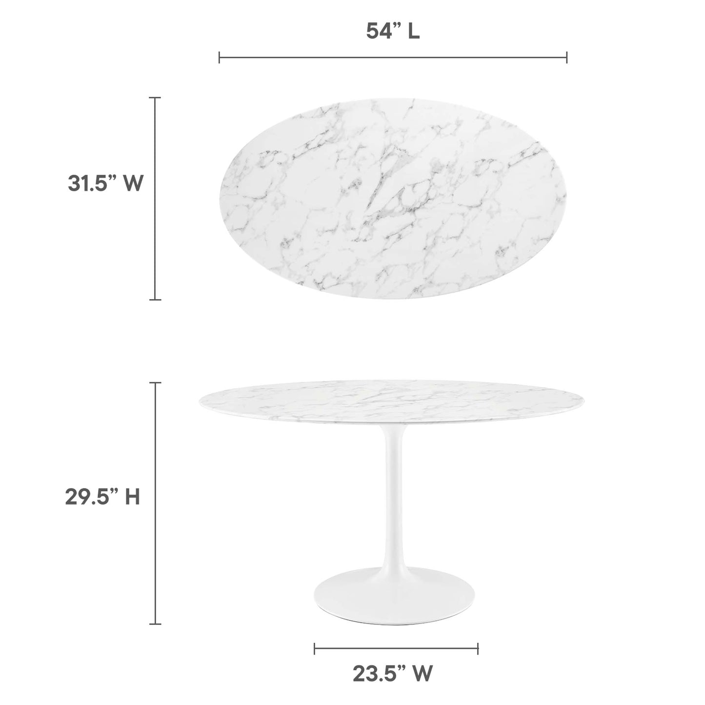 Modway - Lippa 54" Oval Faux Marble Dining Table by Modway  Bar and Dining Bar and Dining Tables White - EEI-1134-WHI