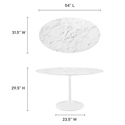 Modway - Lippa 54" Oval Faux Marble Dining Table by Modway  Bar and Dining Bar and Dining Tables White - EEI-1134-WHI