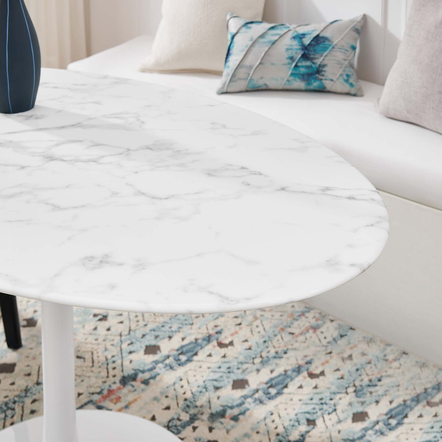 Modway - Lippa 54" Oval Faux Marble Dining Table by Modway  Bar and Dining Bar and Dining Tables White - EEI-1134-WHI