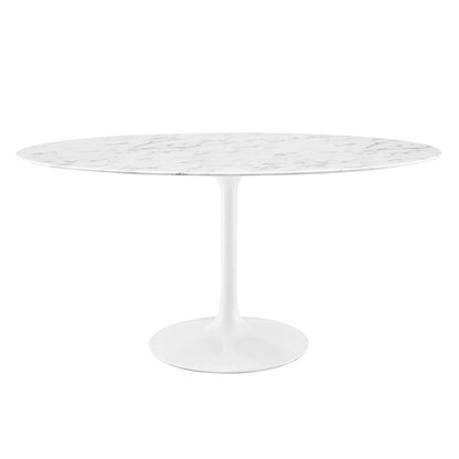Modway - Lippa 60" Oval Faux Marble Dining Table by Modway  Bar and Dining Bar and Dining Tables White - EEI-1135-WHI