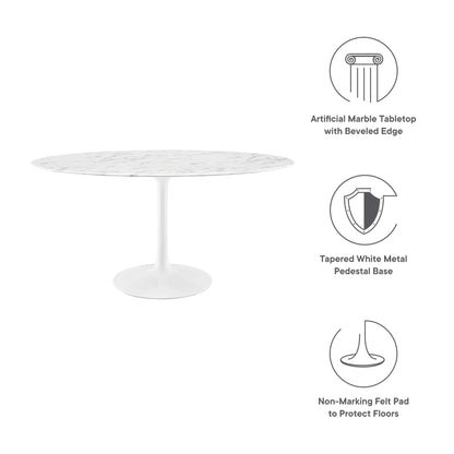 Modway - Lippa 60" Oval Faux Marble Dining Table by Modway  Bar and Dining Bar and Dining Tables White - EEI-1135-WHI