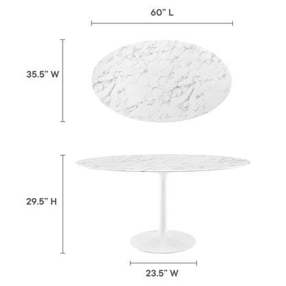 Modway - Lippa 60" Oval Faux Marble Dining Table by Modway  Bar and Dining Bar and Dining Tables White - EEI-1135-WHI