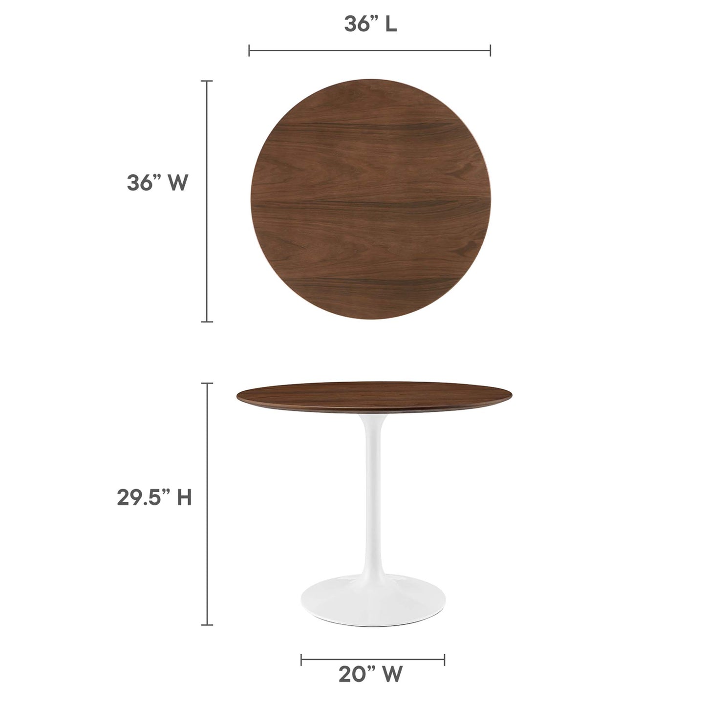Modway - Lippa 36" Round Wood Dining Table by Modway  Bar and Dining Bar and Dining Tables Brown - EEI-1136-WAL