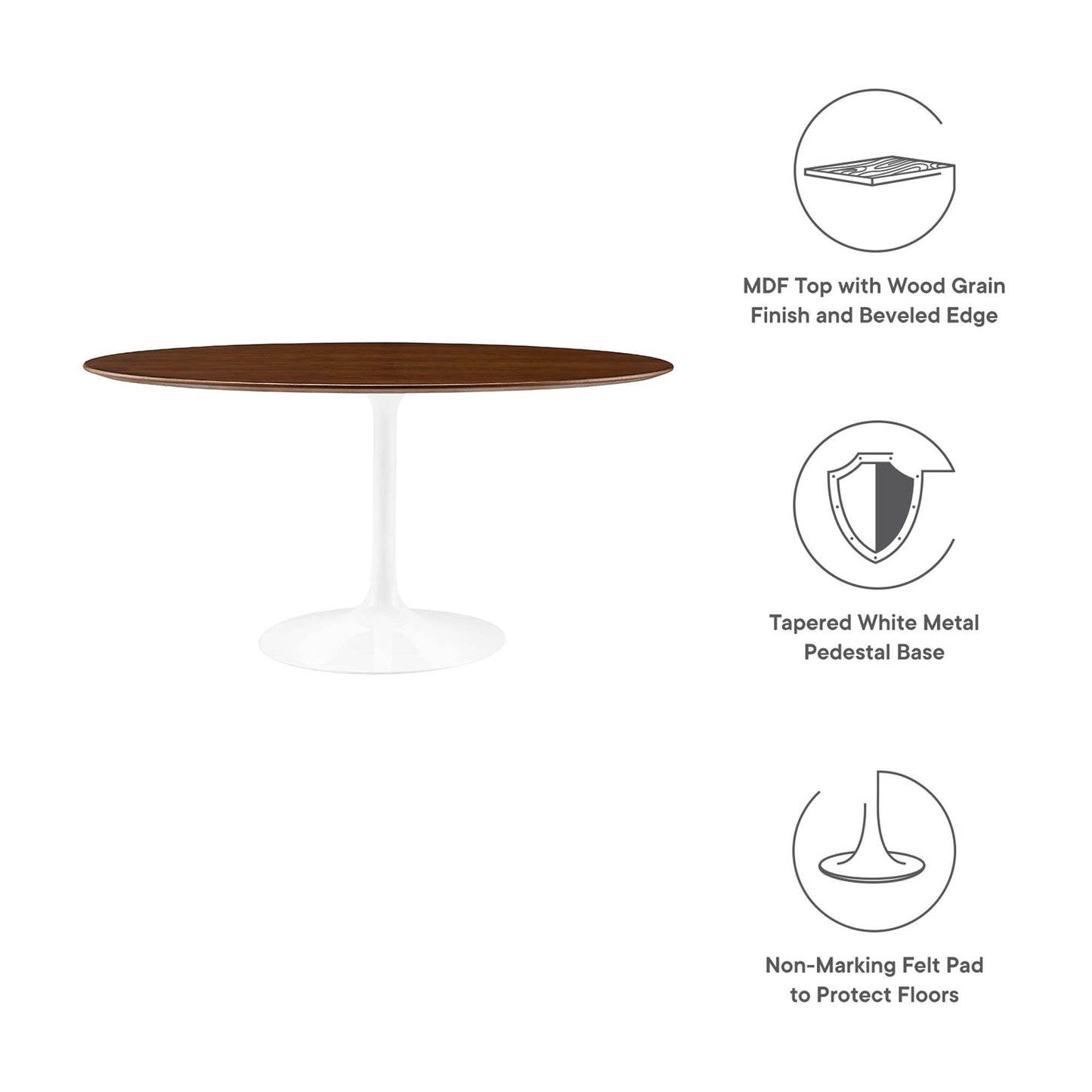 Modway - Lippa 60" Oval Wood Dining Table by Modway  Bar and Dining Bar and Dining Tables Brown - EEI-1138-WAL