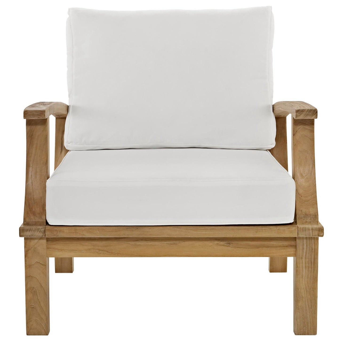 Modway - Marina Outdoor Patio Teak Armchair by Modway  Outdoor Furniture Sofa Sectionals White - EEI-1143-NAT-WHI-SET