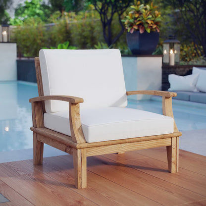 Modway - Marina Outdoor Patio Teak Armchair by Modway  Outdoor Furniture Sofa Sectionals White - EEI-1143-NAT-WHI-SET
