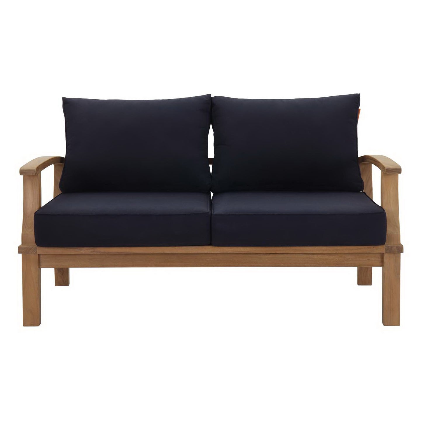 Modway - Marina Outdoor Patio Teak Loveseat by Modway  Outdoor Furniture Sofa Sectionals Blue - EEI-1144-NAT-NAV-SET