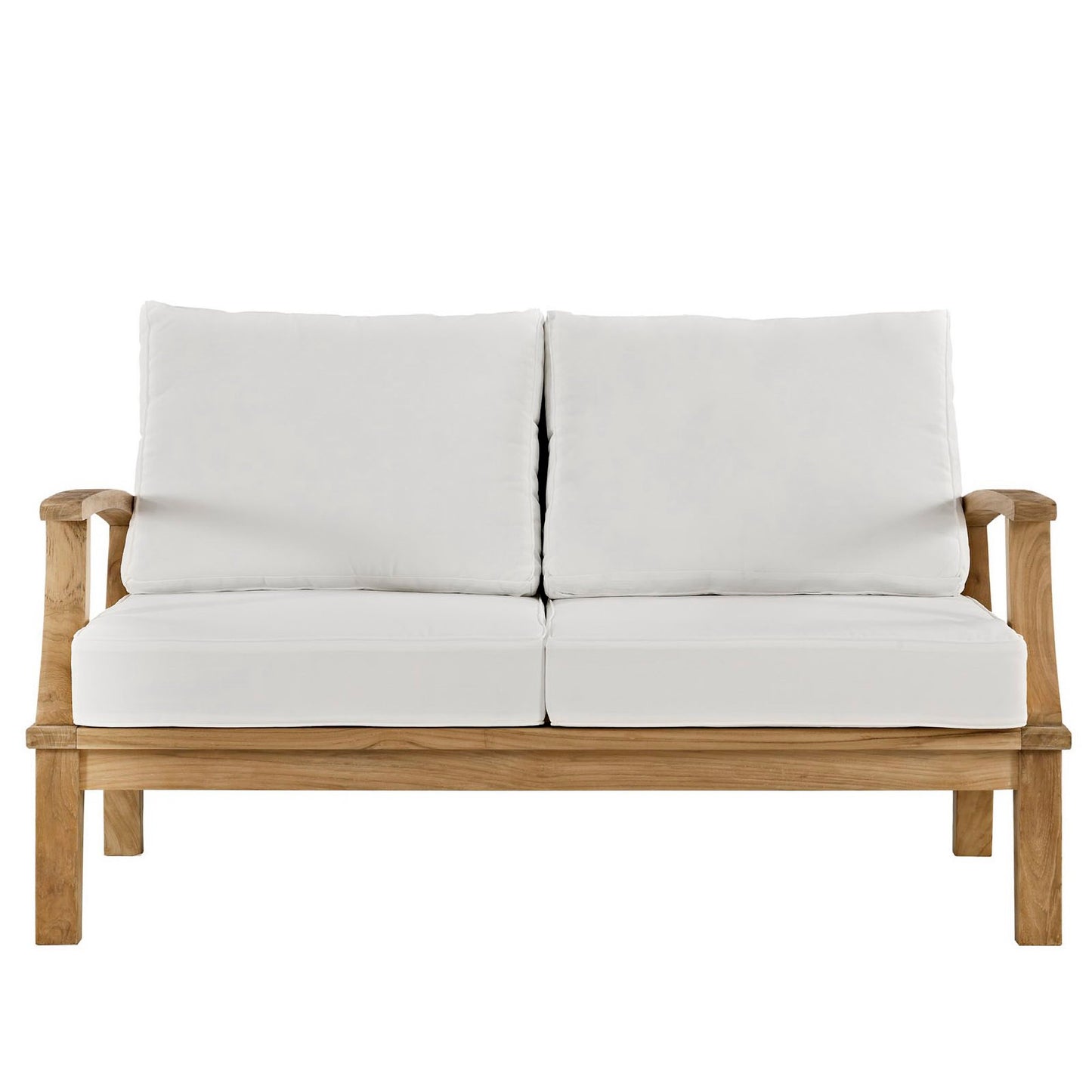 Modway - Marina Outdoor Patio Teak Loveseat by Modway  Outdoor Furniture Sofa Sectionals White - EEI-1144-NAT-WHI-SET