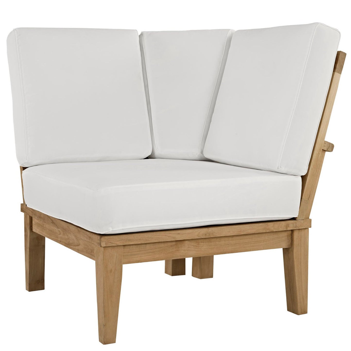 Modway - Marina Outdoor Patio Teak Corner Sofa by Modway  Outdoor Furniture Sofa Sectionals White - EEI-1146-NAT-WHI-SET