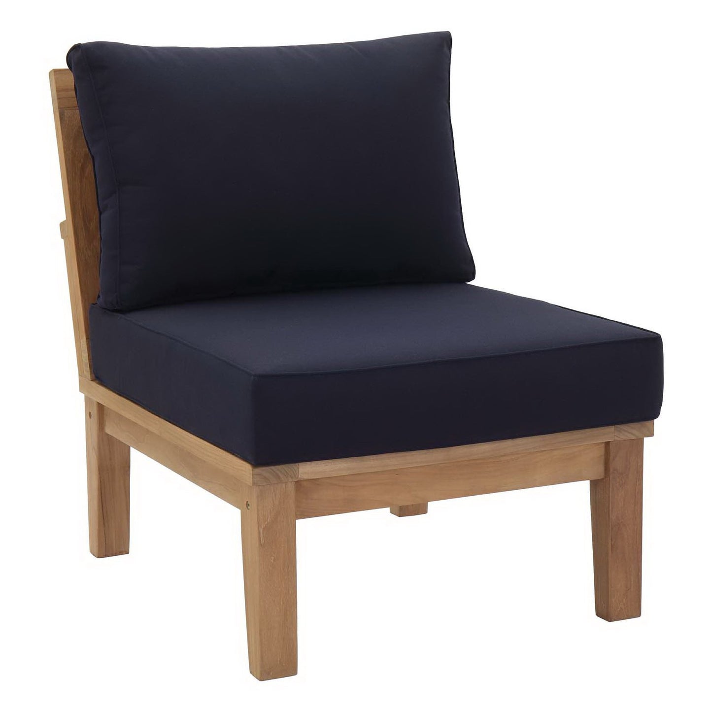 Modway - Marina Armless Outdoor Patio Teak Sofa by Modway  Outdoor Furniture Sofa Sectionals Blue - EEI-1150-NAT-NAV-SET