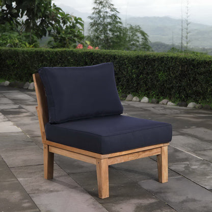 Modway - Marina Armless Outdoor Patio Teak Sofa by Modway  Outdoor Furniture Sofa Sectionals Blue - EEI-1150-NAT-NAV-SET