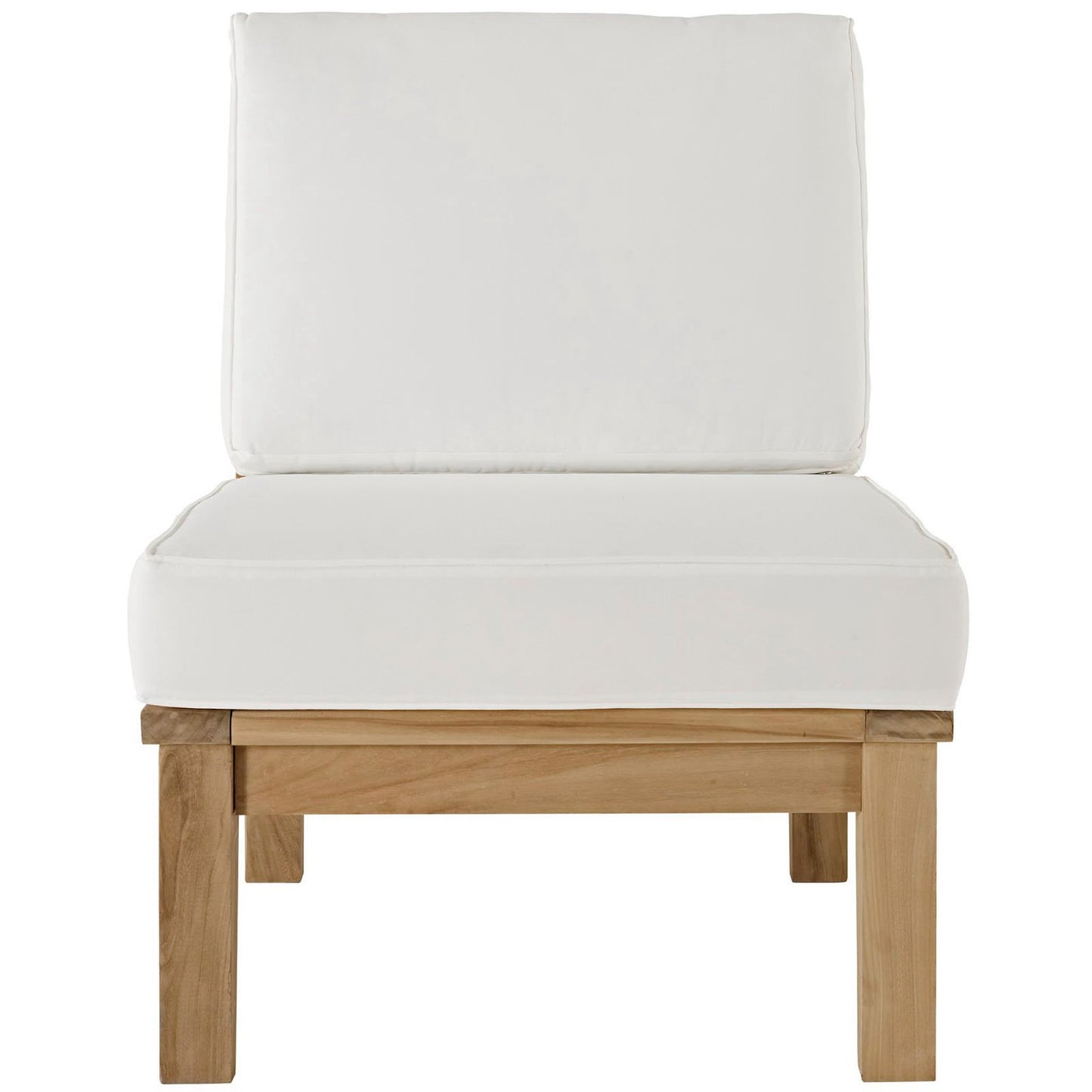 Modway - Marina Armless Outdoor Patio Teak Sofa by Modway  Outdoor Furniture Sofa Sectionals White - EEI-1150-NAT-WHI-SET