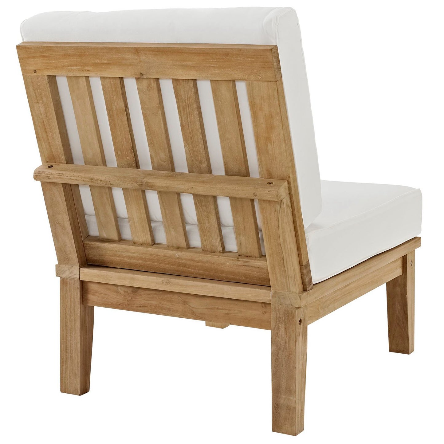 Modway - Marina Armless Outdoor Patio Teak Sofa by Modway  Outdoor Furniture Sofa Sectionals White - EEI-1150-NAT-WHI-SET