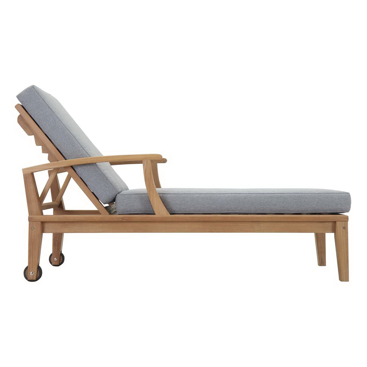 Modway - Marina Outdoor Patio Teak Single Chaise by Modway  Outdoor Furniture Sofa Sectionals Gray - EEI-1151-NAT-GRY-SET