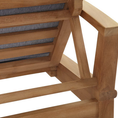 Modway - Marina Outdoor Patio Teak Single Chaise by Modway  Outdoor Furniture Sofa Sectionals Gray - EEI-1151-NAT-GRY-SET