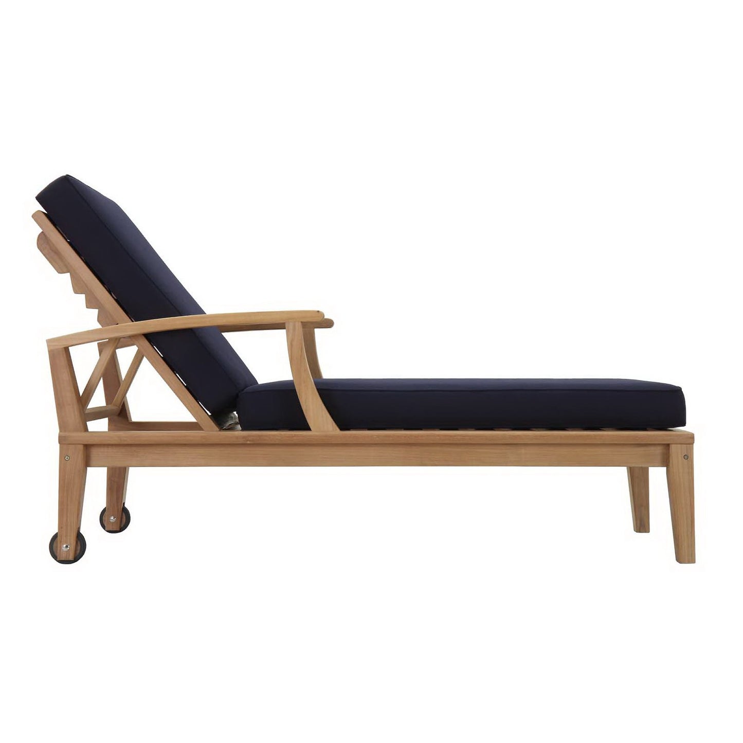 Modway - Marina Outdoor Patio Teak Single Chaise by Modway  Outdoor Furniture Sofa Sectionals Blue - EEI-1151-NAT-NAV-SET