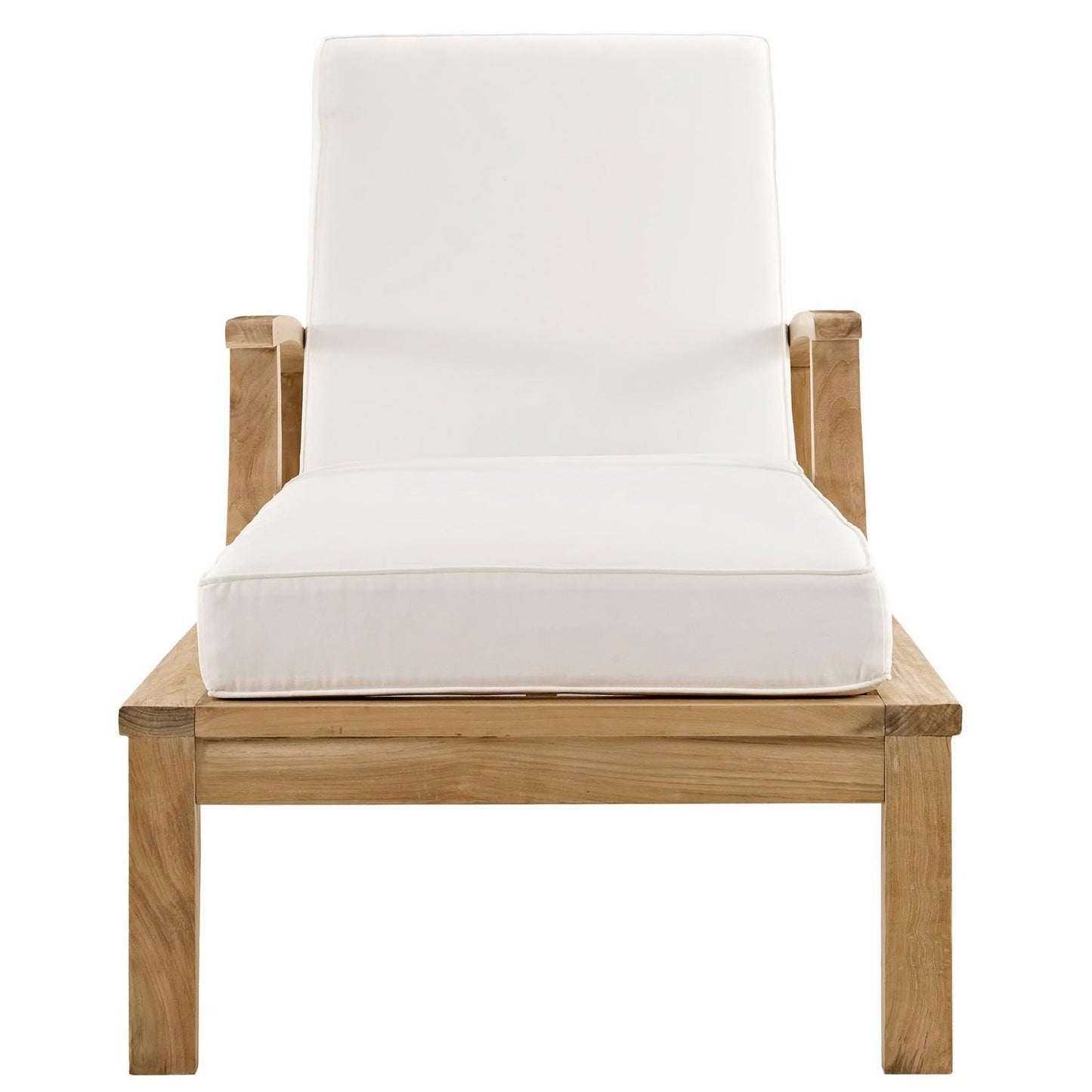 Modway - Marina Outdoor Patio Teak Single Chaise by Modway  Outdoor Furniture Sofa Sectionals White - EEI-1151-NAT-WHI-SET