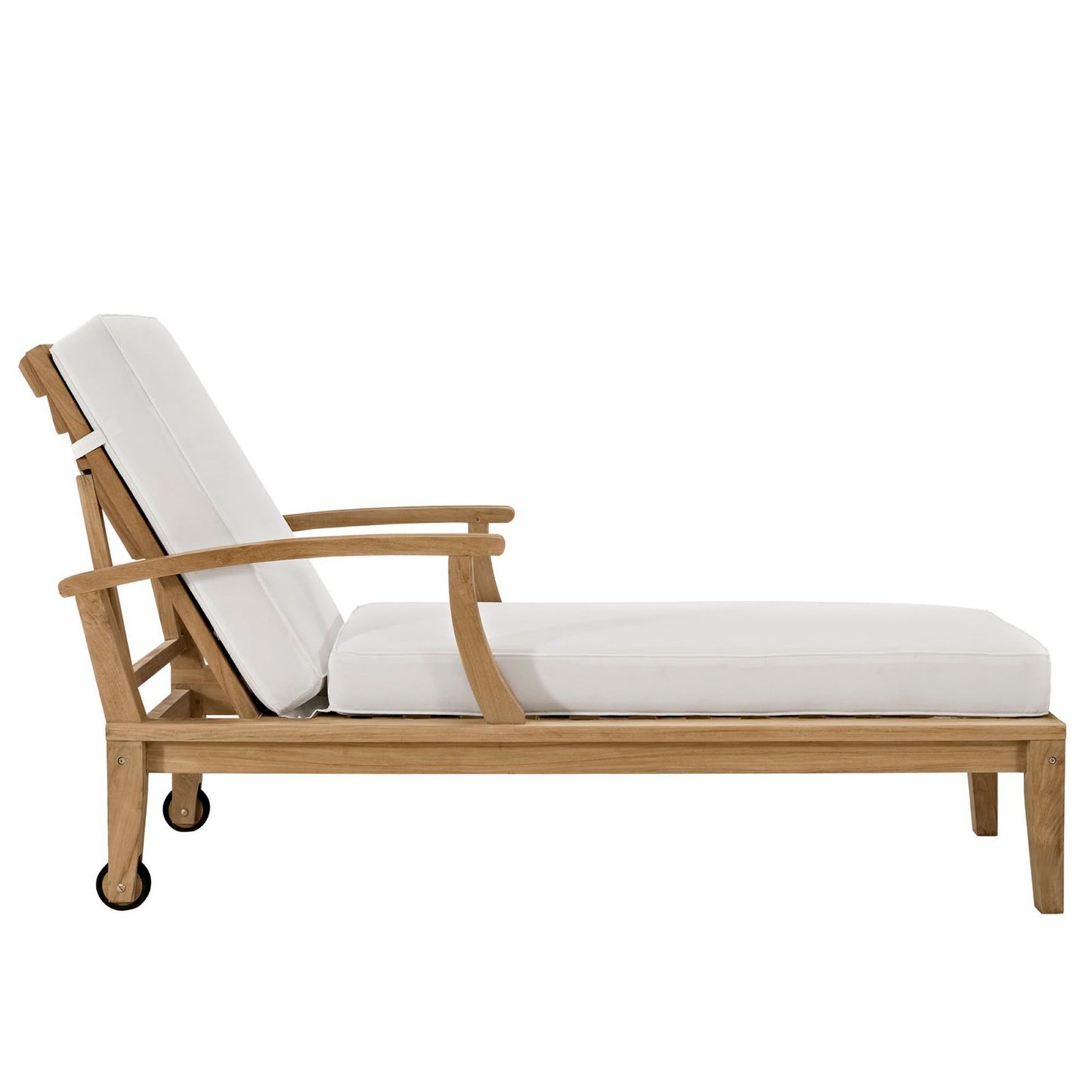 Modway - Marina Outdoor Patio Teak Single Chaise by Modway  Outdoor Furniture Sofa Sectionals White - EEI-1151-NAT-WHI-SET