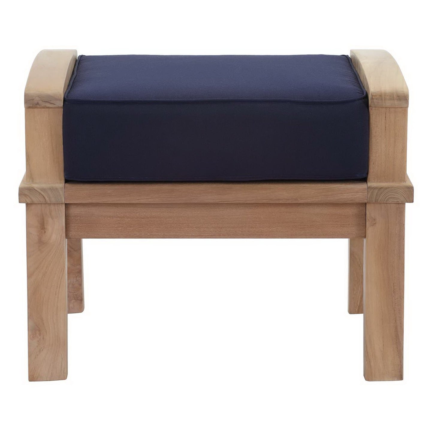 Modway - Marina Outdoor Patio Teak Ottoman by Modway  Outdoor Furniture Sofa Sectionals Blue - EEI-1152-NAT-NAV-SET
