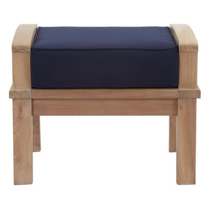Modway - Marina Outdoor Patio Teak Ottoman by Modway  Outdoor Furniture Sofa Sectionals Blue - EEI-1152-NAT-NAV-SET