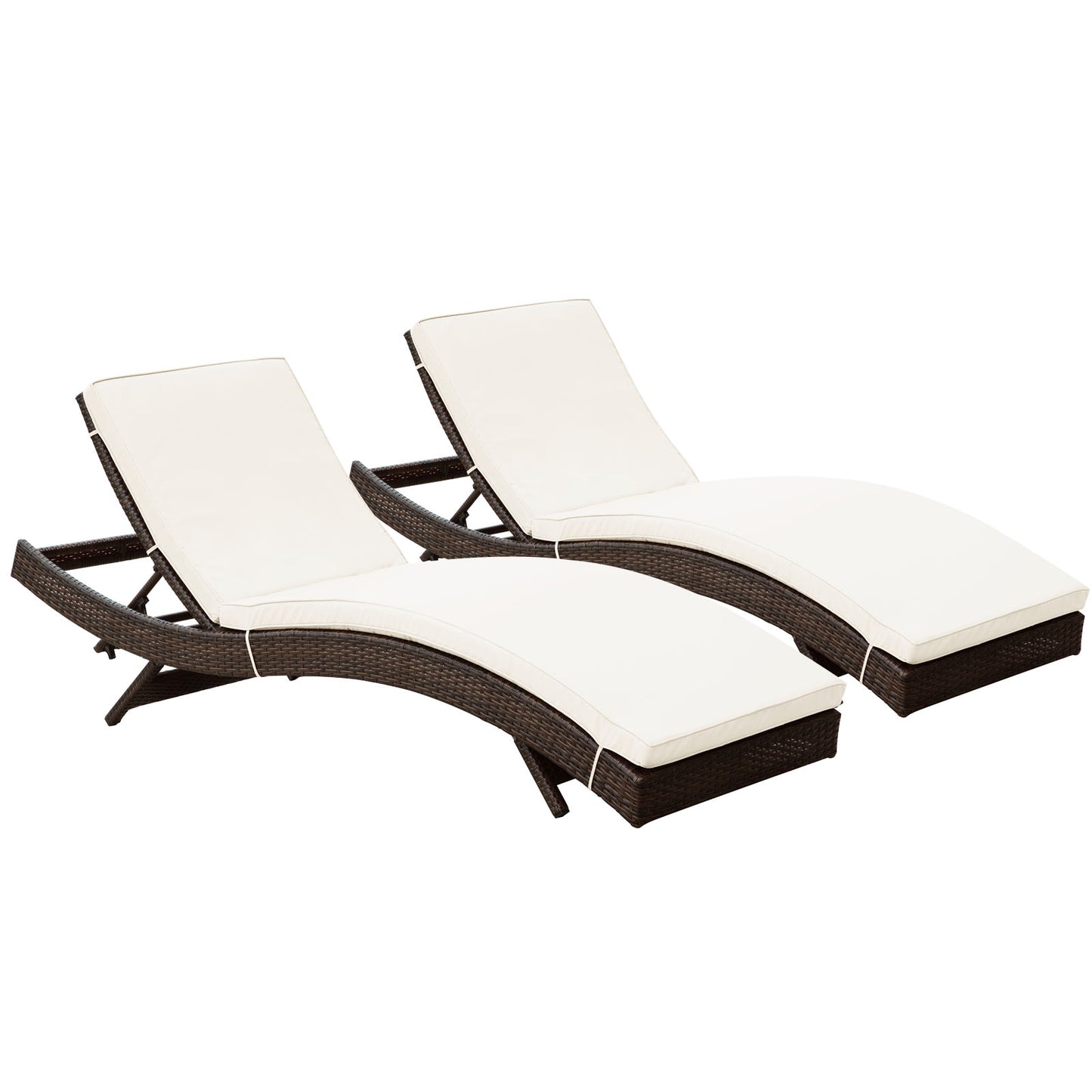 Modway Outlet Peer Outdoor Patio Chaise Set of 2 by Modway  Outdoor Furniture Furniture Brown White - EEI-1172-BRN-WHI