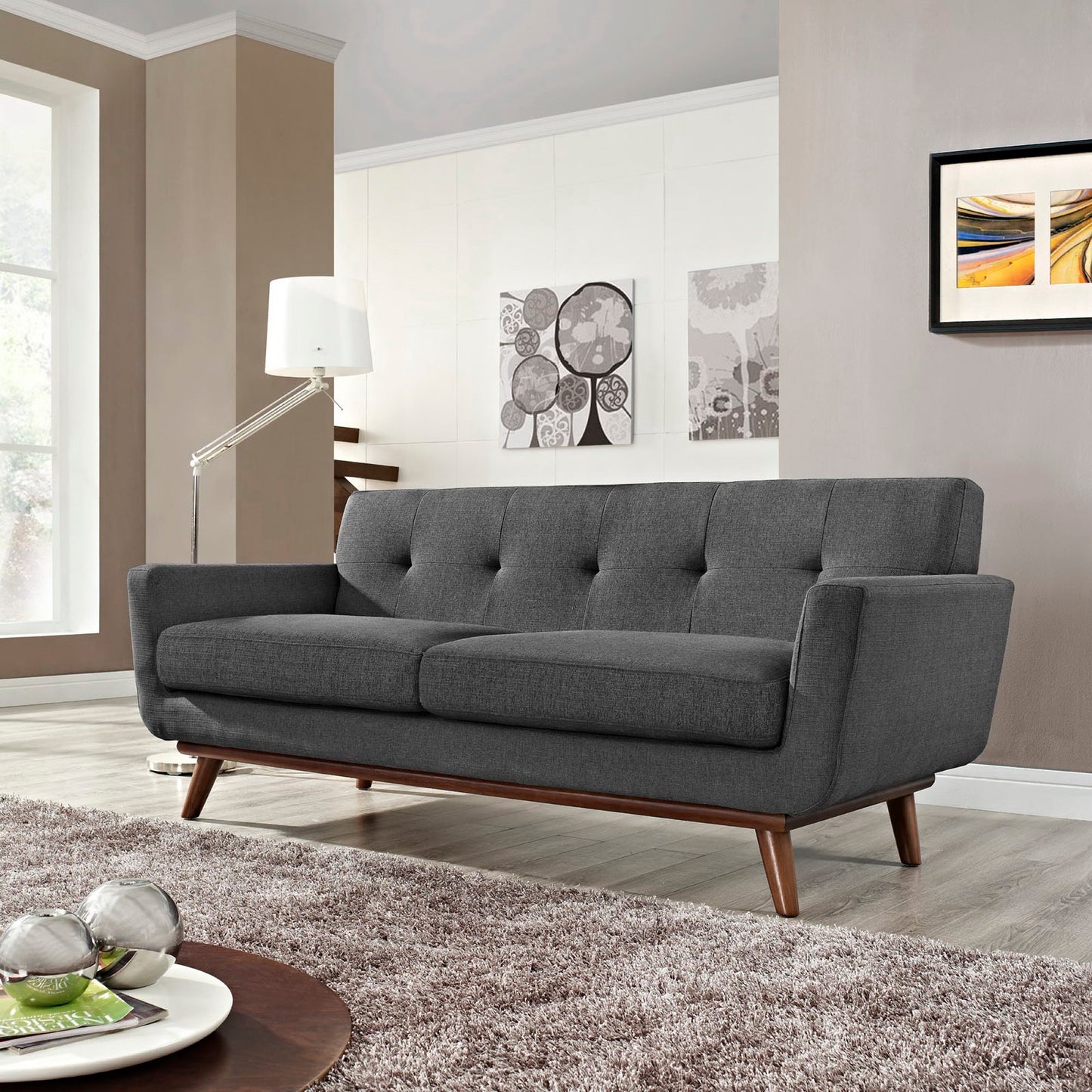 Modway - Engage Upholstered Fabric Loveseat by Modway  Living Room Sofas and Armchairs Gray - EEI-1179-DOR